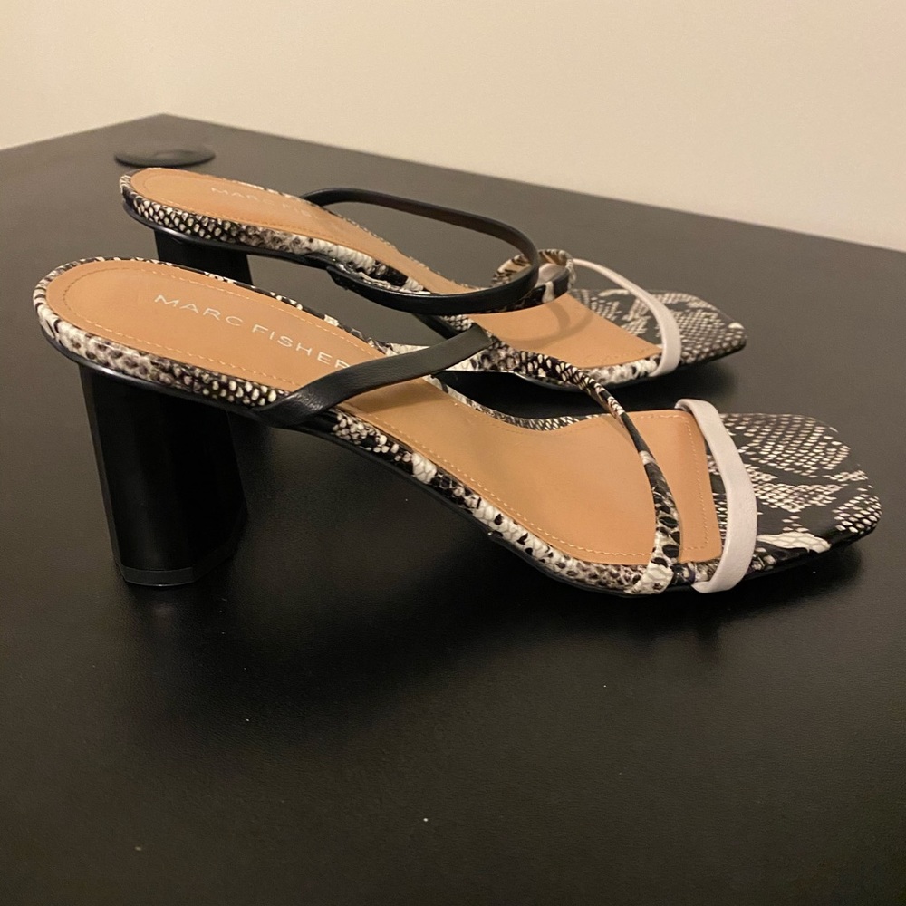 Marc Fisher block heel snake print sandal